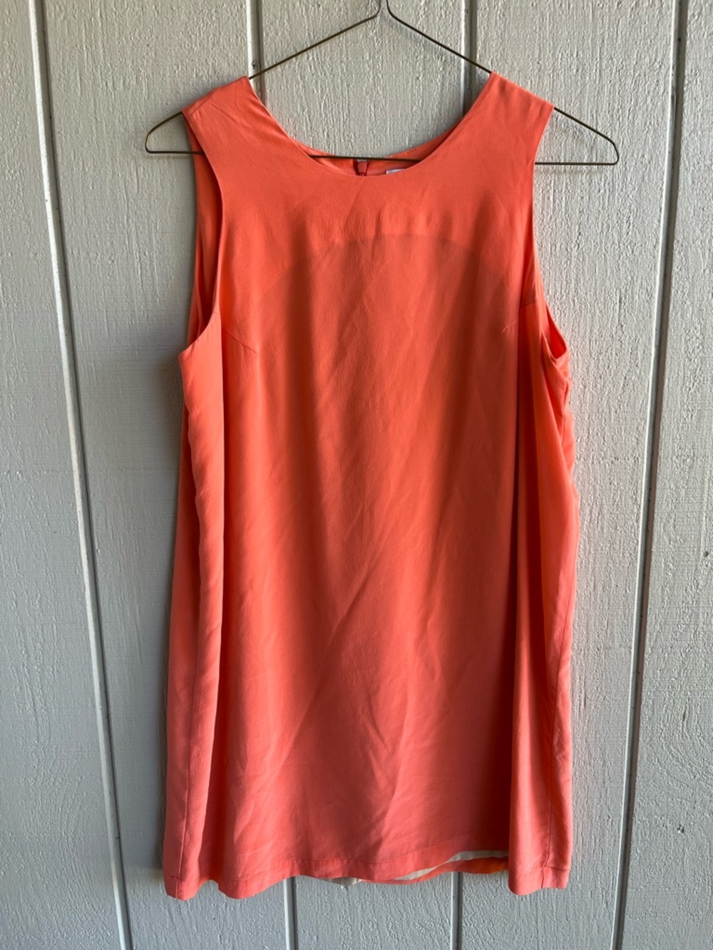 Amanda Uprichard Silk Coral Orange Sleeveless Shift Mini Dress Size L